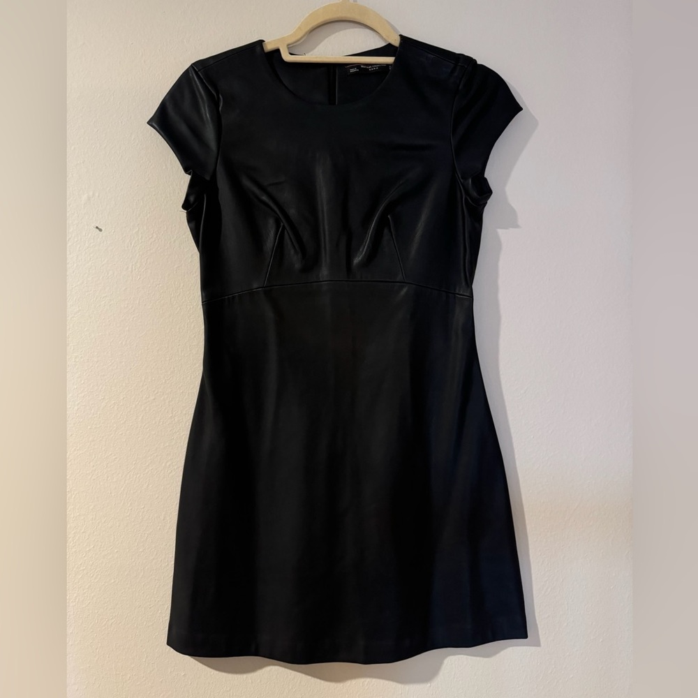 Zara Black Vegan Leather Mini Dress Size Small